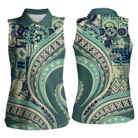 Hawaiian Hibiscus Tribal Vintage Motif Women Sleeveless Polo Shirt Ver 1 LT9 - Polynesian Pride