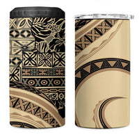 Hawaiian Hibiscus Tribal Vintage Motif 4 in 1 Can Cooler Tumbler Ver 2 LT9 One Size: 16 oz Beige - Polynesian Pride