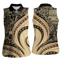 Hawaiian Hibiscus Tribal Vintage Motif Women Sleeveless Polo Shirt Ver 2 LT9 - Polynesian Pride