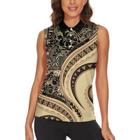 Hawaiian Hibiscus Tribal Vintage Motif Women Sleeveless Polo Shirt Ver 2 LT9 - Polynesian Pride