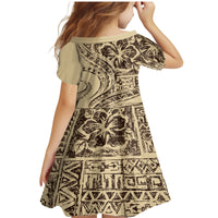 Hawaiian Hibiscus Tribal Vintage Motif Family Matching Mermaid Dress and Hawaiian Shirt Ver 3 LT9 - Polynesian Pride