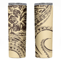 Hawaiian Hibiscus Tribal Vintage Motif Skinny Tumbler Ver 3 LT9 Beige - Polynesian Pride