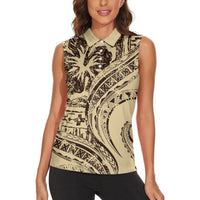 Hawaiian Hibiscus Tribal Vintage Motif Women Sleeveless Polo Shirt Ver 3 LT9 - Polynesian Pride