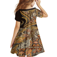 Hawaiian Hibiscus Tribal Vintage Motif Family Matching Off The Shoulder Long Sleeve Dress and Hawaiian Shirt Ver 4 LT9 - Polynesian Pride