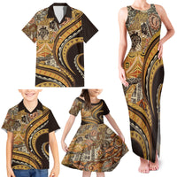 Hawaiian Hibiscus Tribal Vintage Motif Family Matching Tank Maxi Dress and Hawaiian Shirt Ver 4 LT9 - Polynesian Pride