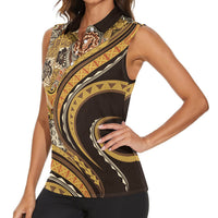 Hawaiian Hibiscus Tribal Vintage Motif Women Sleeveless Polo Shirt Ver 4 LT9 - Polynesian Pride