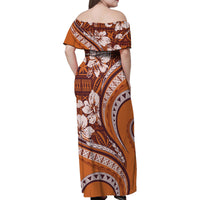 Hawaiian Hibiscus Tribal Vintage Motif Family Matching Off Shoulder Maxi Dress and Hawaiian Shirt Ver 5 LT9 - Polynesian Pride