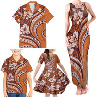 Hawaiian Hibiscus Tribal Vintage Motif Family Matching Tank Maxi Dress and Hawaiian Shirt Ver 5 LT9 - Polynesian Pride