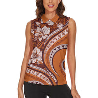 Hawaiian Hibiscus Tribal Vintage Motif Women Sleeveless Polo Shirt Ver 5 LT9 - Polynesian Pride