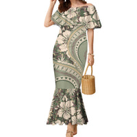 Hawaiian Hibiscus Tribal Vintage Motif Mermaid Dress Ver 6 LT9 Women Green Pastel - Polynesian Pride