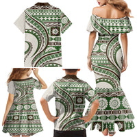 Hawaiian Hibiscus Tribal Vintage Motif Family Matching Mermaid Dress and Hawaiian Shirt Ver 7 LT9 - Polynesian Pride