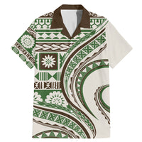Hawaiian Hibiscus Tribal Vintage Motif Family Matching Mermaid Dress and Hawaiian Shirt Ver 7 LT9 Dad's Shirt - Short Sleeve Green - Polynesian Pride