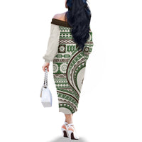 Hawaiian Hibiscus Tribal Vintage Motif Family Matching Off The Shoulder Long Sleeve Dress and Hawaiian Shirt Ver 7 LT9 - Polynesian Pride