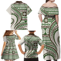 Hawaiian Hibiscus Tribal Vintage Motif Family Matching Off Shoulder Maxi Dress and Hawaiian Shirt Ver 7 LT9 - Polynesian Pride