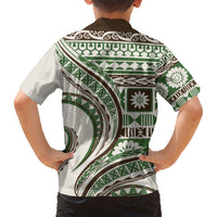 Hawaiian Hibiscus Tribal Vintage Motif Family Matching Short Sleeve Bodycon Dress and Hawaiian Shirt Ver 7 LT9 - Polynesian Pride