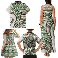 Hawaiian Hibiscus Tribal Vintage Motif Family Matching Tank Maxi Dress and Hawaiian Shirt Ver 7 LT9 - Polynesian Pride