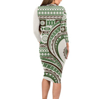 Hawaiian Hibiscus Tribal Vintage Motif Long Sleeve Bodycon Dress Ver 7 LT9 - Polynesian Pride