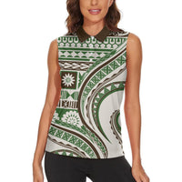 Hawaiian Hibiscus Tribal Vintage Motif Women Sleeveless Polo Shirt Ver 7 LT9 - Polynesian Pride