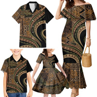 Hawaiian Hibiscus Tribal Vintage Motif Family Matching Mermaid Dress and Hawaiian Shirt Ver 8 LT9 - Polynesian Pride