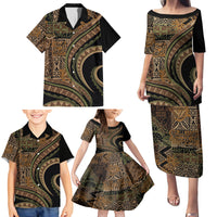 Hawaiian Hibiscus Tribal Vintage Motif Family Matching Puletasi and Hawaiian Shirt Ver 8 LT9 - Polynesian Pride