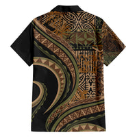 Hawaiian Hibiscus Tribal Vintage Motif Family Matching Short Sleeve Bodycon Dress and Hawaiian Shirt Ver 8 LT9 - Polynesian Pride