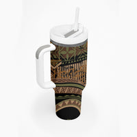 Hawaiian Hibiscus Tribal Vintage Motif Tumbler With Handle Ver 8