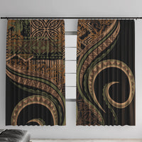 Hawaiian Hibiscus Tribal Vintage Motif Window Curtain Ver 8
