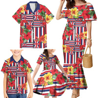 Hawaii Hibiscus Lei Family Matching Mermaid Dress and Hawaiian Shirt Hawaiian Flag Motif LT9 - Polynesian Pride