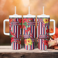 Hawaii Hibiscus Lei Tumbler With Handle Hawaiian Flag Motif