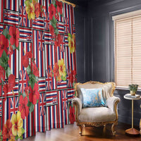 Hawaii Hibiscus Lei Window Curtain Hawaiian Flag Motif