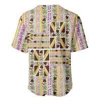 Hawaii Lokelani Pikake Lei Baseball Jersey Hawaiian Flag Motif