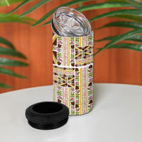Hawaii Lokelani Pikake Lei 4 in 1 Can Cooler Tumbler Hawaiian Flag Motif LT9 - Polynesian Pride