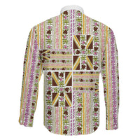 Hawaii Lokelani Pikake Lei Family Matching Long Sleeve Bodycon Dress and Hawaiian Shirt Hawaiian Flag Motif LT9 - Polynesian Pride