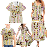 Hawaii Lokelani Pikake Lei Family Matching Summer Maxi Dress and Hawaiian Shirt Hawaiian Flag Motif LT9 - Polynesian Pride