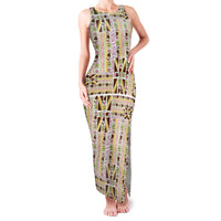 Hawaii Lokelani Pikake Lei Family Matching Tank Maxi Dress and Hawaiian Shirt Hawaiian Flag Motif LT9 Mom's Dress White - Polynesian Pride