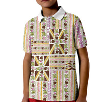 Hawaii Lokelani Pikake Lei Kid Polo Shirt Hawaiian Flag Motif