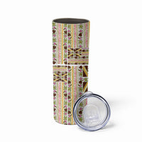 Hawaii Lokelani Pikake Lei Skinny Tumbler Hawaiian Flag Motif LT9 - Polynesian Pride