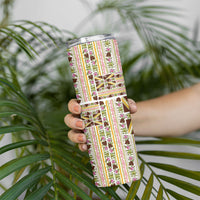 Hawaii Lokelani Pikake Lei Skinny Tumbler Hawaiian Flag Motif LT9 - Polynesian Pride
