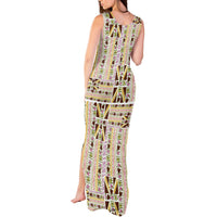 Hawaii Lokelani Pikake Lei Tank Maxi Dress Hawaiian Flag Motif