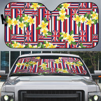 Hawaii Plumeria Lei Auto Sun Shade Hawaiian Flag Motif