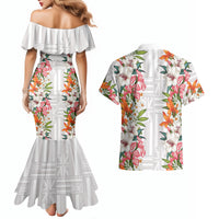 Hawaii Tropical Twist Lei Couples Matching Mermaid Dress and Hawaiian Shirt Hawaiian Flag Motif LT9 - Polynesian Pride