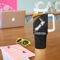 Australia New Zealand Rugby Tumbler With Handle Aboriginal Wallabies and Maori Black Fern Gold Vibe LT9 - Polynesian Pride