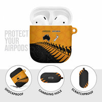 Australia New Zealand Rugby AirPods Case Gold Aboriginal Wallabies and Maori Black Fern LT9 - Polynesian Pride