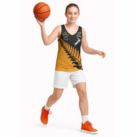Australia New Zealand Rugby Basketball Jersey Gold Aboriginal Wallabies and Maori Black Fern LT9 - Polynesian Pride