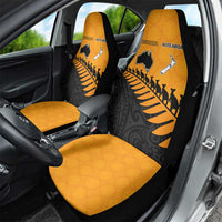 Australia New Zealand Rugby Car Seat Cover Gold Aboriginal Wallabies and Maori Black Fern - Polynesian Pride