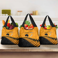 Australia New Zealand Rugby Grocery Bag Gold Aboriginal Wallabies and Maori Black Fern LT9 3-pack One Size Gold - Polynesian Pride