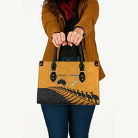 Australia New Zealand Rugby Leather Bag Gold Aboriginal Wallabies and Maori Black Fern LT9 Gold - Polynesian Pride