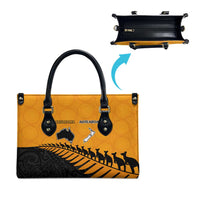 Australia New Zealand Rugby Leather Bag Gold Aboriginal Wallabies and Maori Black Fern LT9 - Polynesian Pride