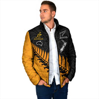 Australia New Zealand Rugby Padded Jacket Gold Aboriginal Wallabies and Maori Black Fern LT9 - Polynesian Pride