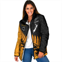 Australia New Zealand Rugby Padded Jacket Gold Aboriginal Wallabies and Maori Black Fern LT9 Women Gold - Polynesian Pride